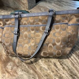 Coach Tan and Gray Signature Tote